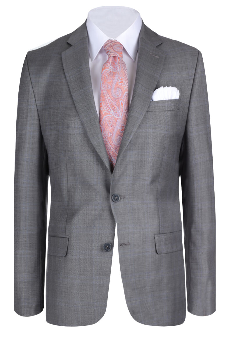 Erkek Gri Ekose Slim Fit Takım Elbise - 2