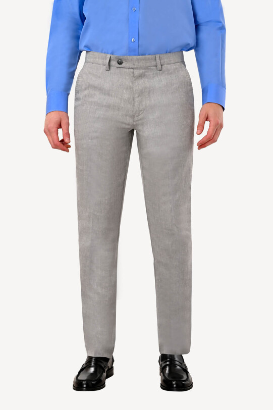 Erkek Gri Keten Spor Pantolon