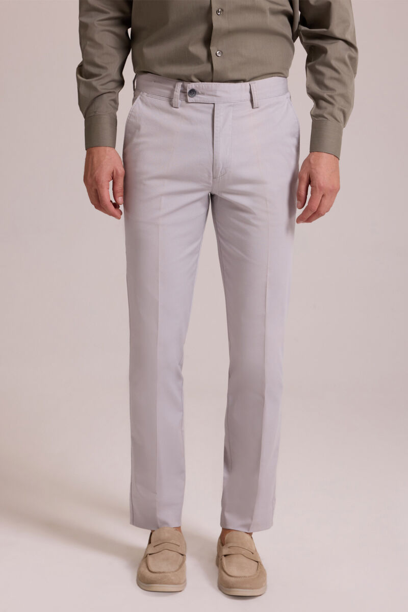 Erkek Gri Kanvas Yan Cep Yazlık Pantolon - 1