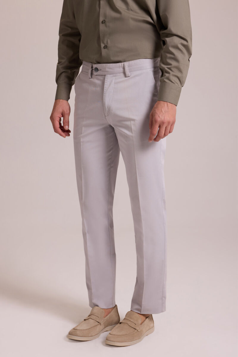 Erkek Gri Kanvas Yan Cep Yazlık Pantolon - 4