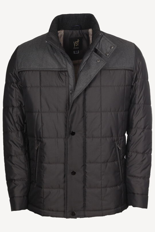 Erkek Gri Kareli Klasik Kaban - YSF