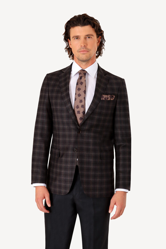 Erkek Gri Kışlık Yünlü Tek Ceket