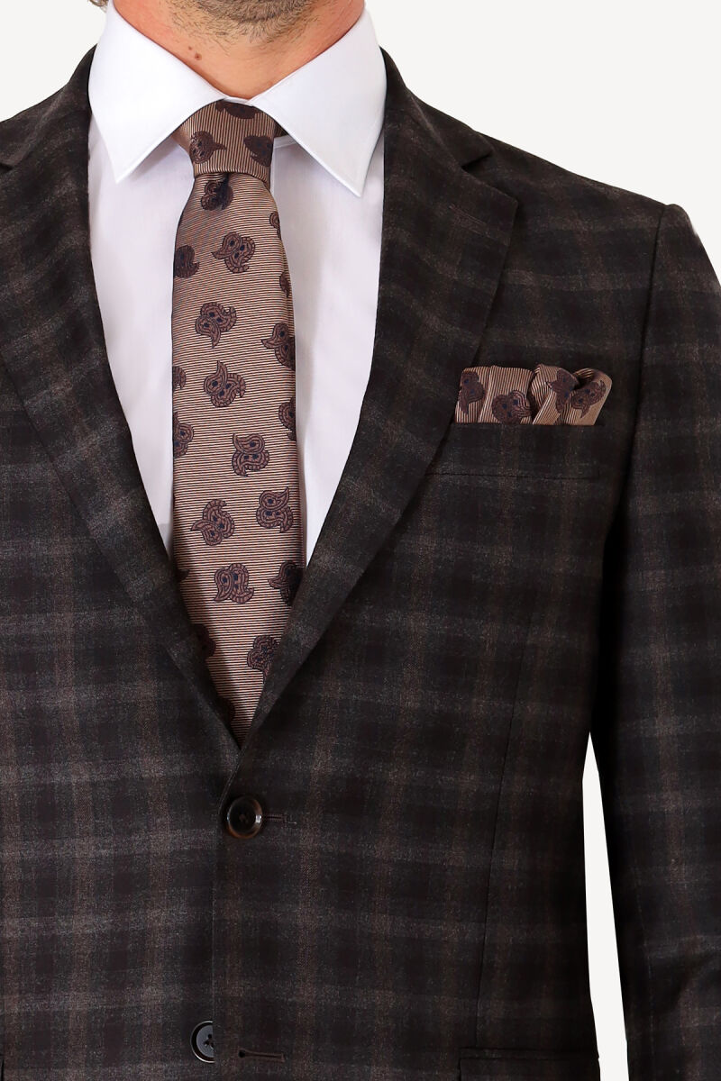 Erkek Gri Kışlık Yünlü Tek Ceket - 4