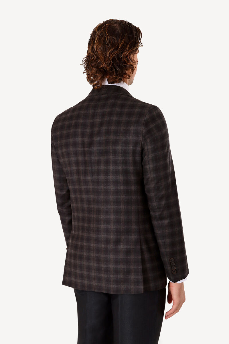 Erkek Gri Kışlık Yünlü Tek Ceket - 5