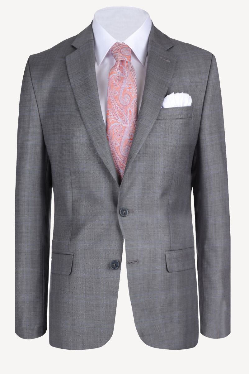 Erkek Gri Klasik %100 Yün Çizgili Takım Elbise - 2
