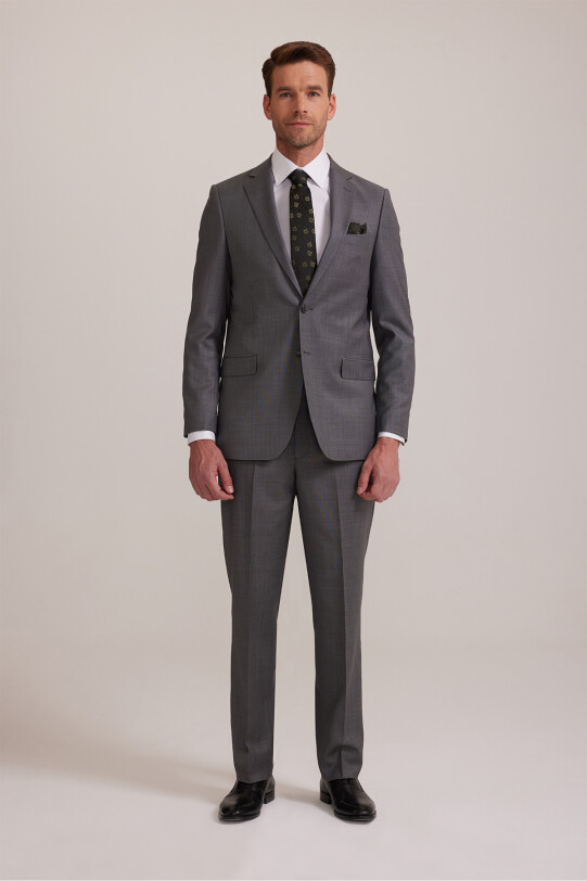 Erkek Gri Klasik Desenli Kumaş Takım Elbise