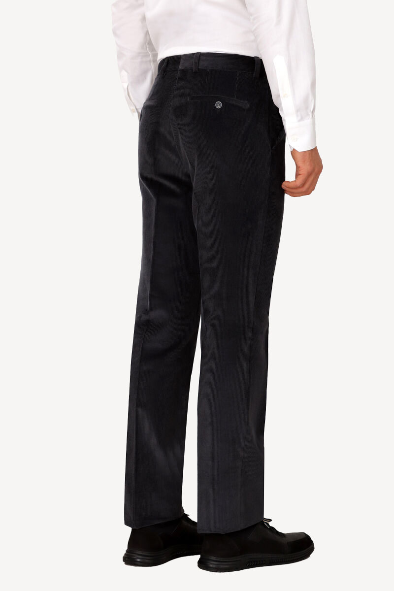 Erkek Gri Klasik Kadife Pantolon - 5