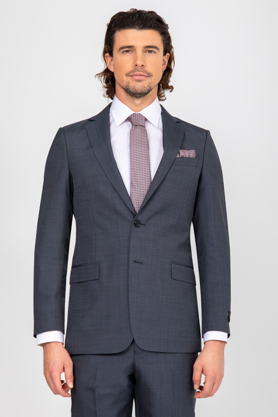 Erkek Gri Lacivert Regular Fit Takım Elbise