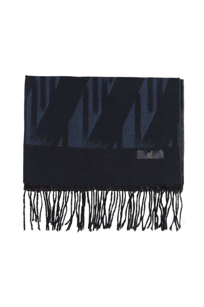 Erkek Gri Mavi Desenli Kaşkol - 3