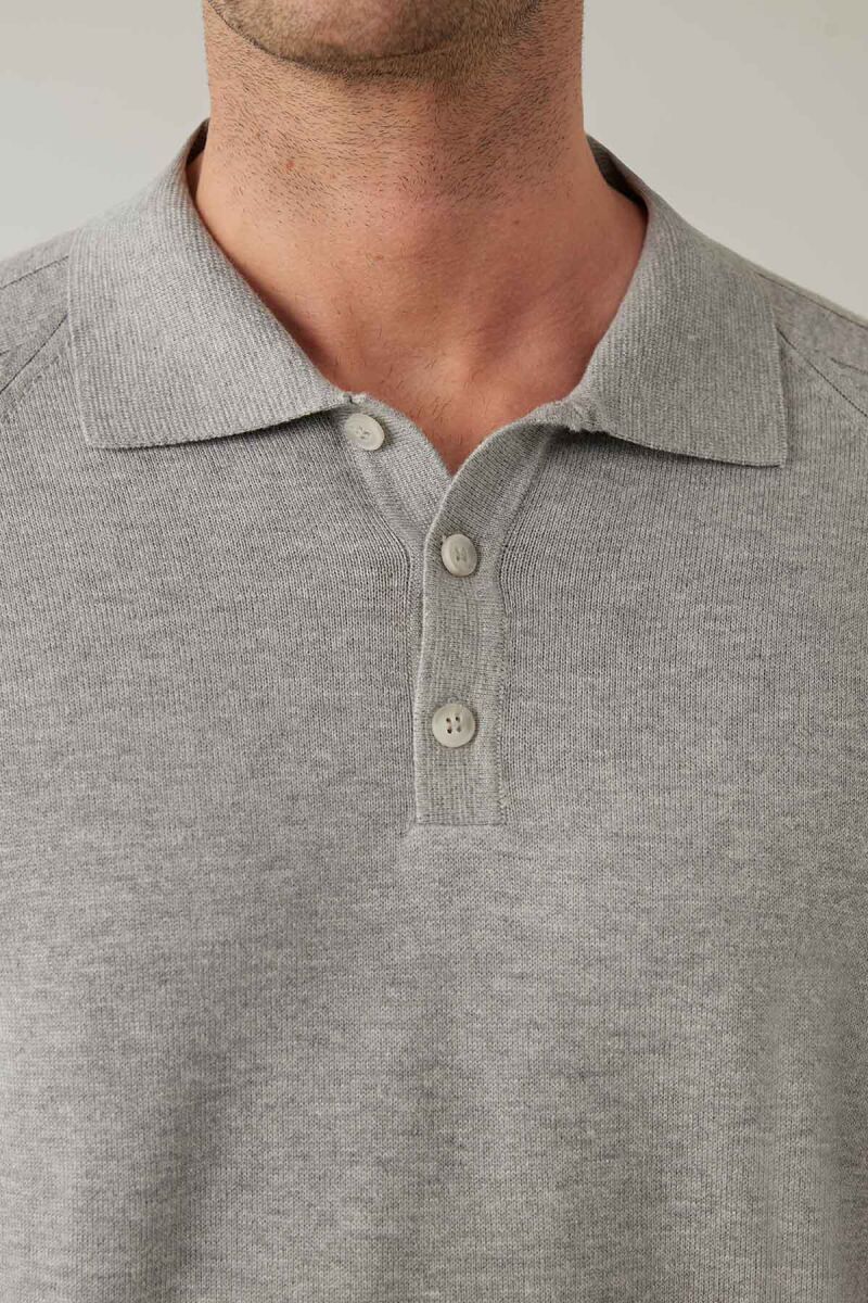 Erkek Gri Pamuklu Polo Yaka Triko - 7