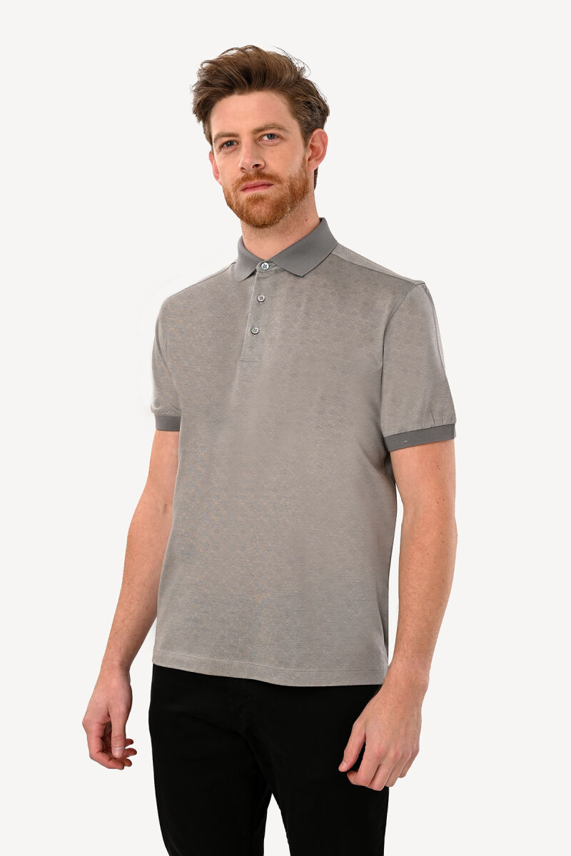 Erkek Gri Polo Yaka Regular Fit Desenli Tshirt - 2
