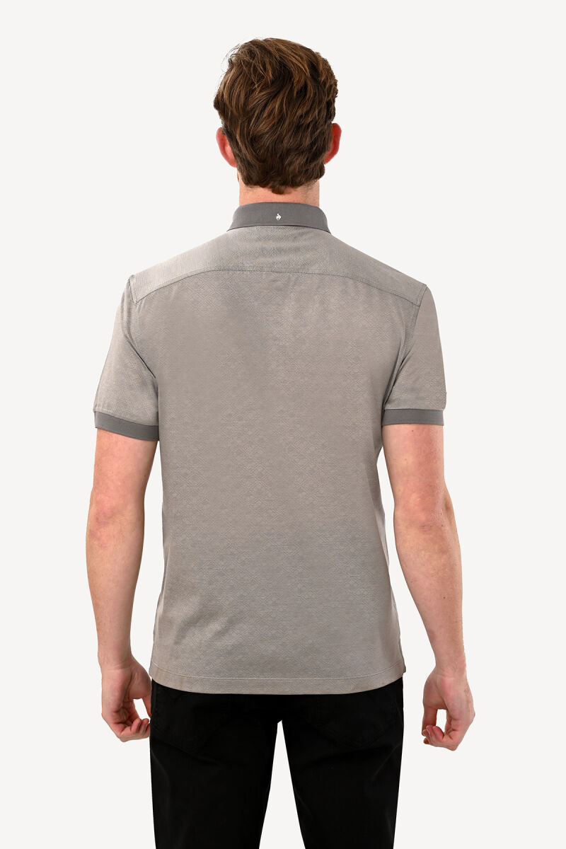 Erkek Gri Polo Yaka Regular Fit Desenli Tshirt - 5