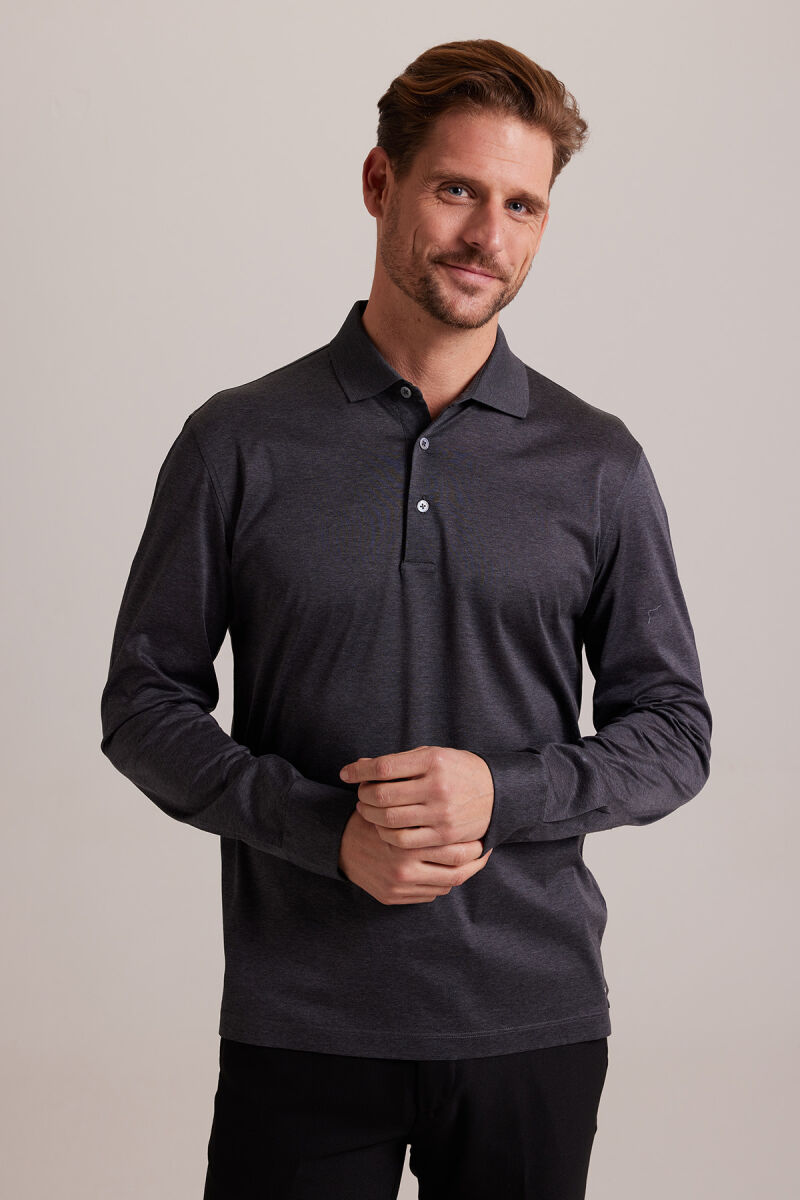 Erkek Gri Polo Yaka Sweatshirt - 3