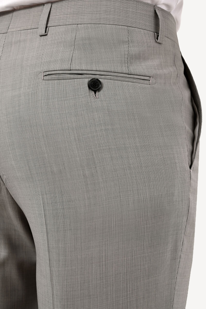 Erkek Gri Regular Fit %100 Yün Kruvaze Takım Elbise - 6