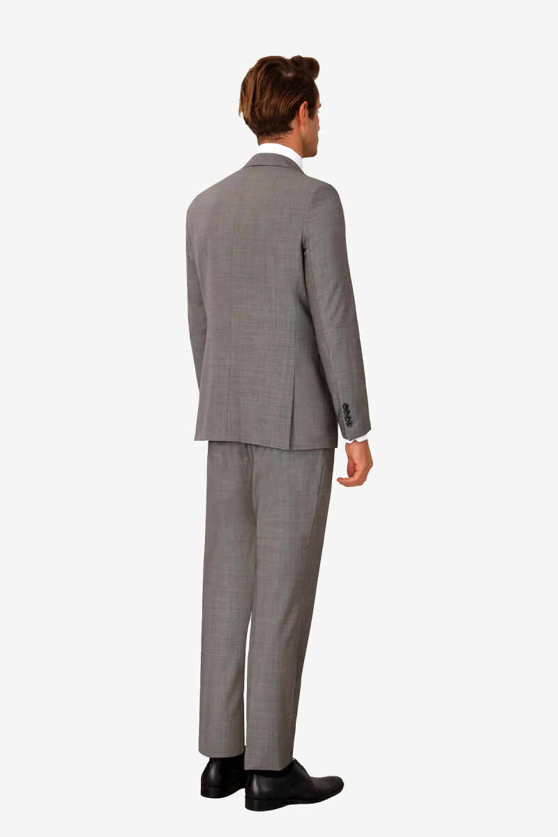 Erkek Gri Regular Fit Çift Yırtmaç Takım Elbise - 5