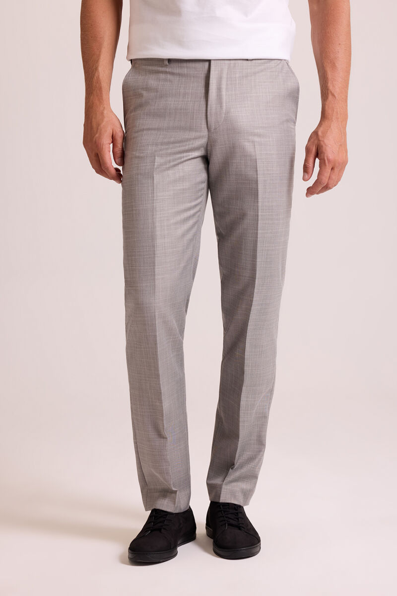 Erkek Gri Regular Fit Yün Kumaş Pantolon - 1