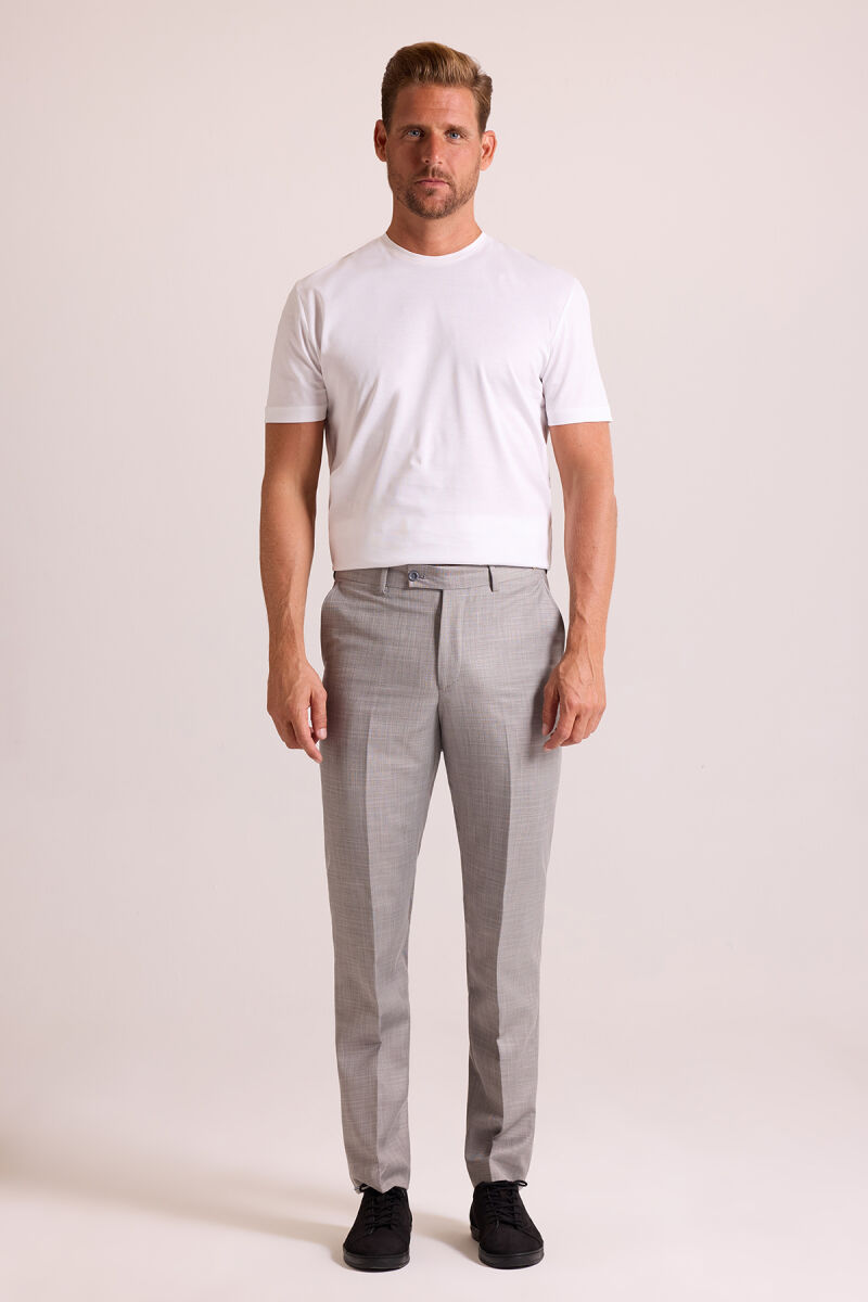 Erkek Gri Regular Fit Yün Kumaş Pantolon - 2