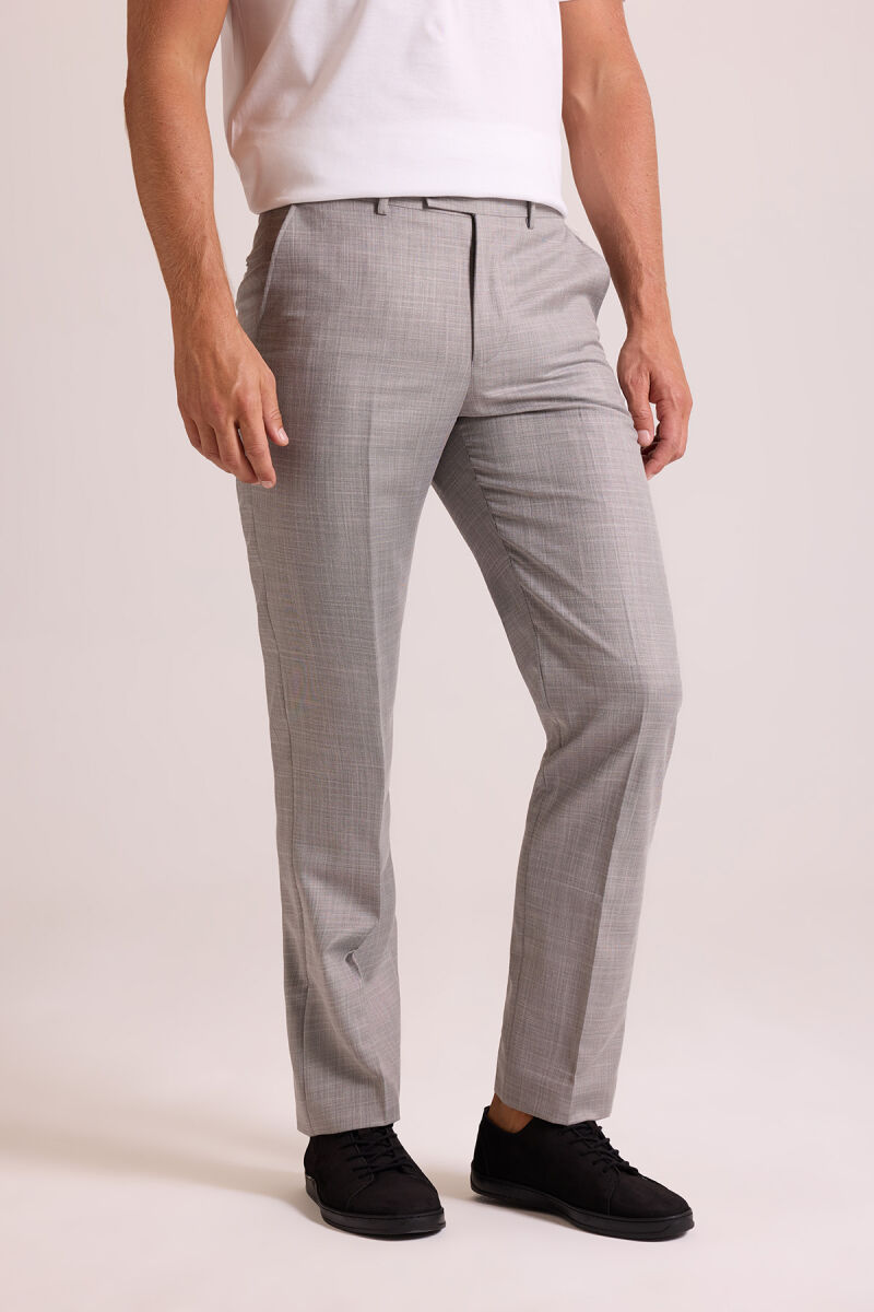 Erkek Gri Regular Fit Yün Kumaş Pantolon - 3