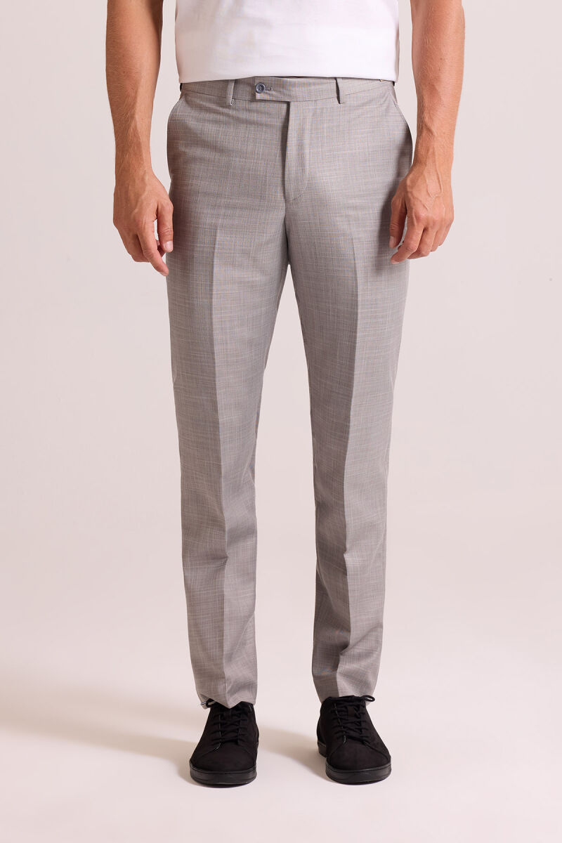 Erkek Gri Regular Fit Yün Kumaş Pantolon - 5