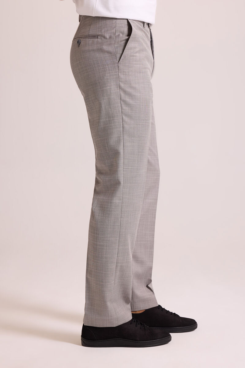 Erkek Gri Regular Fit Yün Kumaş Pantolon - 6