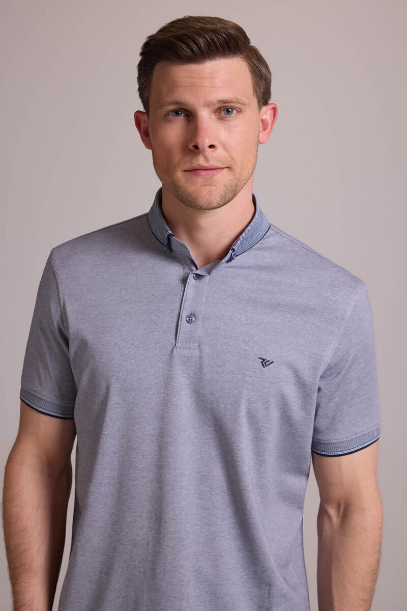 Erkek Gri Regular Fit Merserize Polo Yaka T-shirt - 1