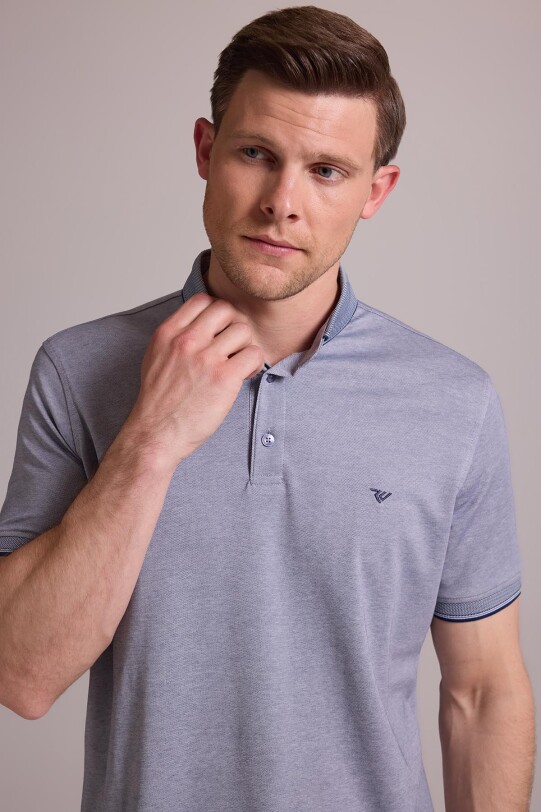Erkek Gri Regular Fit Merserize Polo Yaka T-shirt