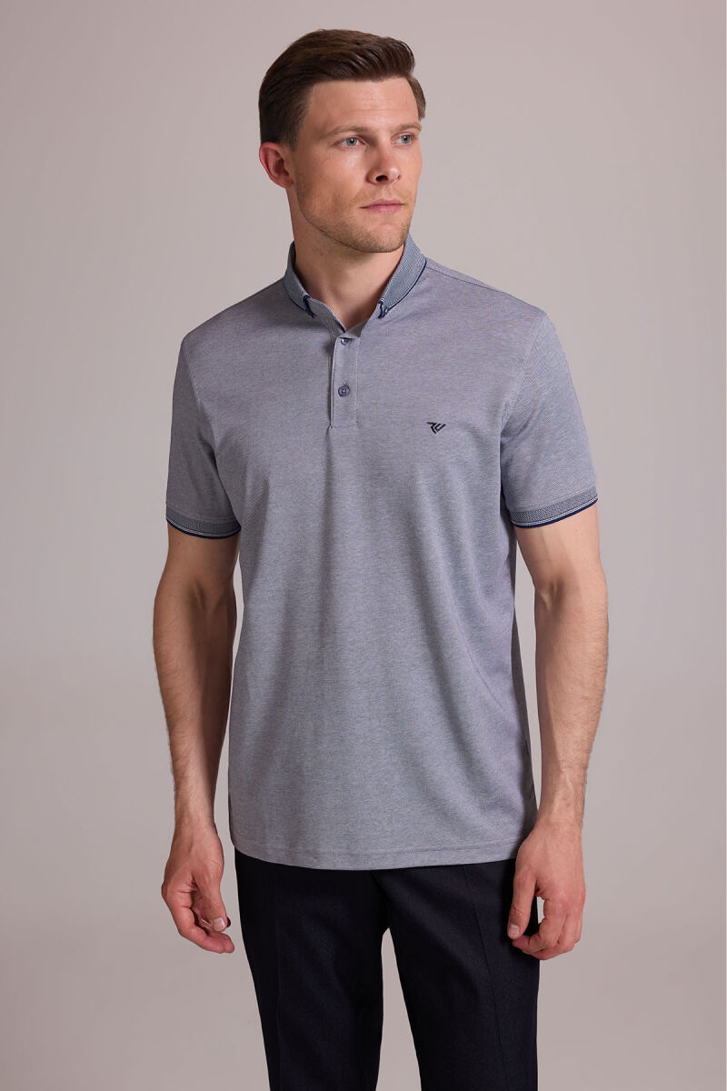 Erkek Gri Regular Fit Merserize Polo Yaka T-shirt - 5