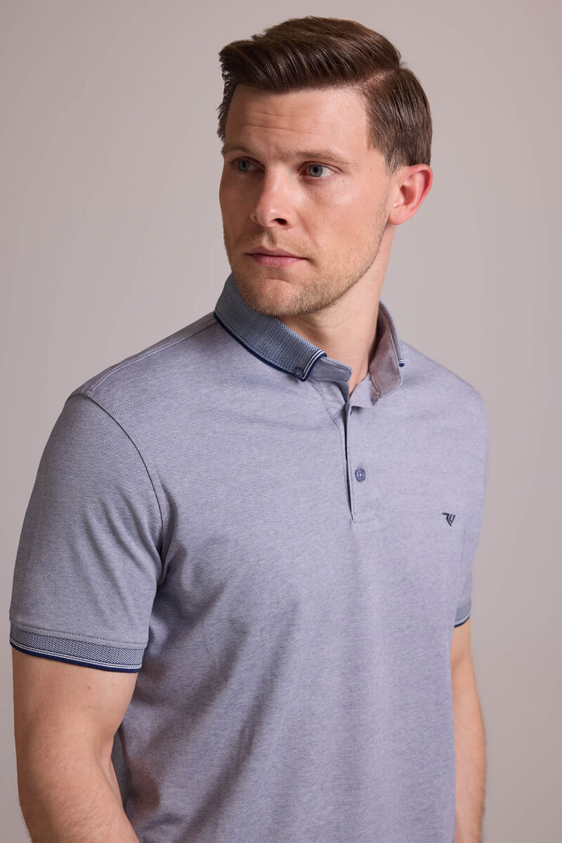 Erkek Gri Regular Fit Merserize Polo Yaka T-shirt - 6