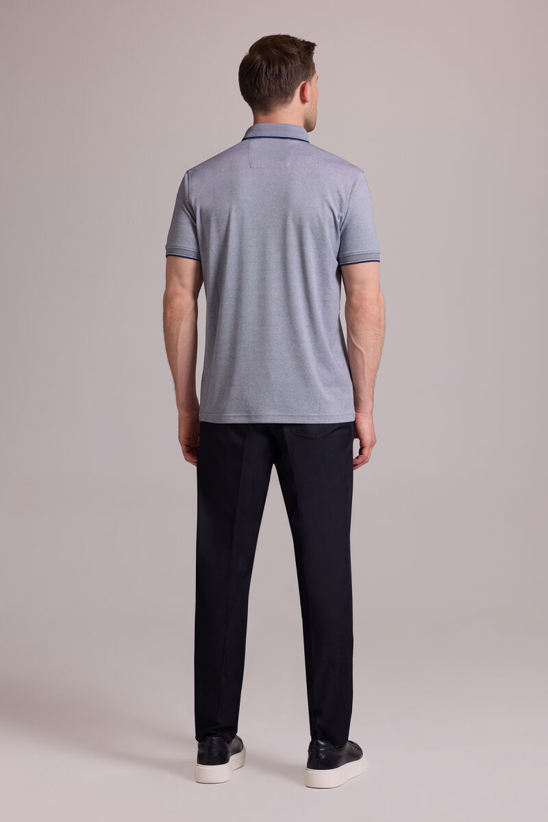 Erkek Gri Regular Fit Merserize Polo Yaka T-shirt - 8