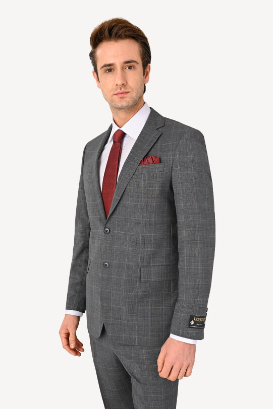 Erkek Gri Regular Fit Takım Elbise