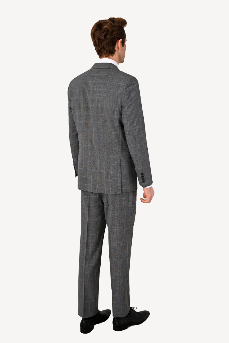 Erkek Gri Regular Fit Takım Elbise - 4