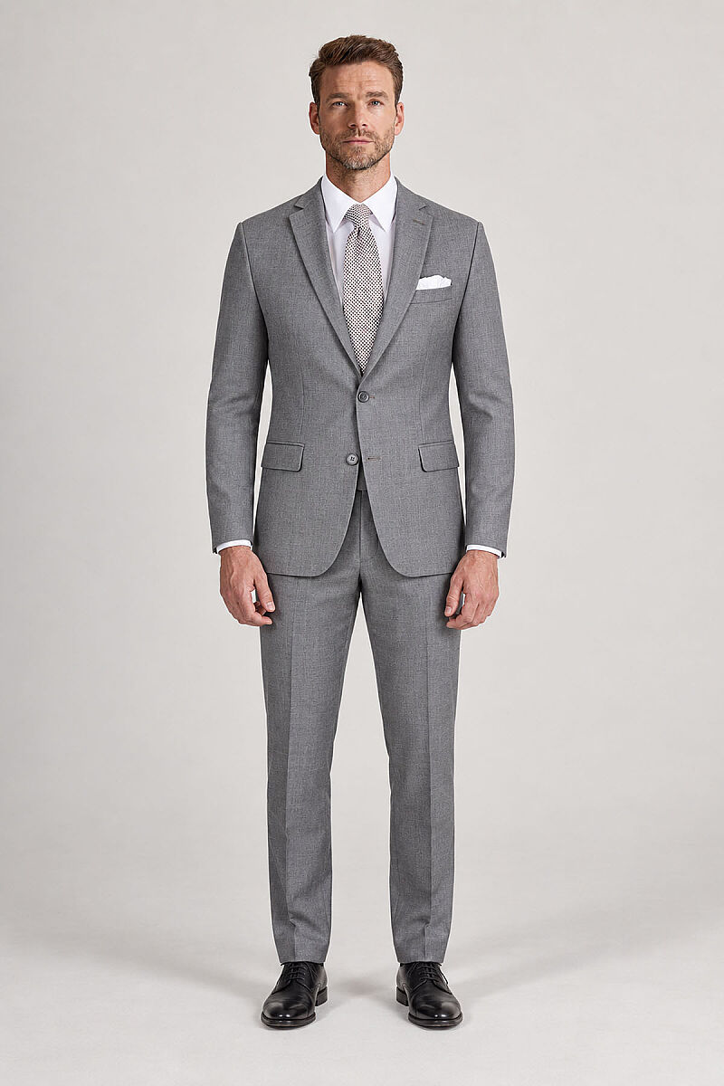Erkek Gri Regular Fit Takım Elbise - 1