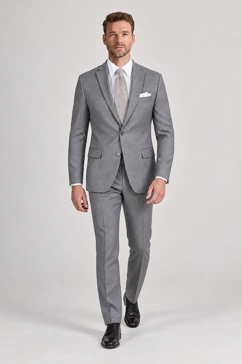 Erkek Gri Regular Fit Takım Elbise - 4