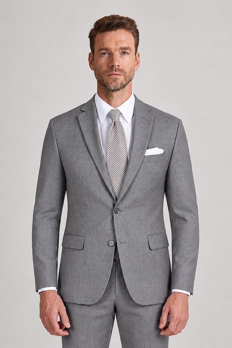 Erkek Gri Regular Fit Takım Elbise - 5