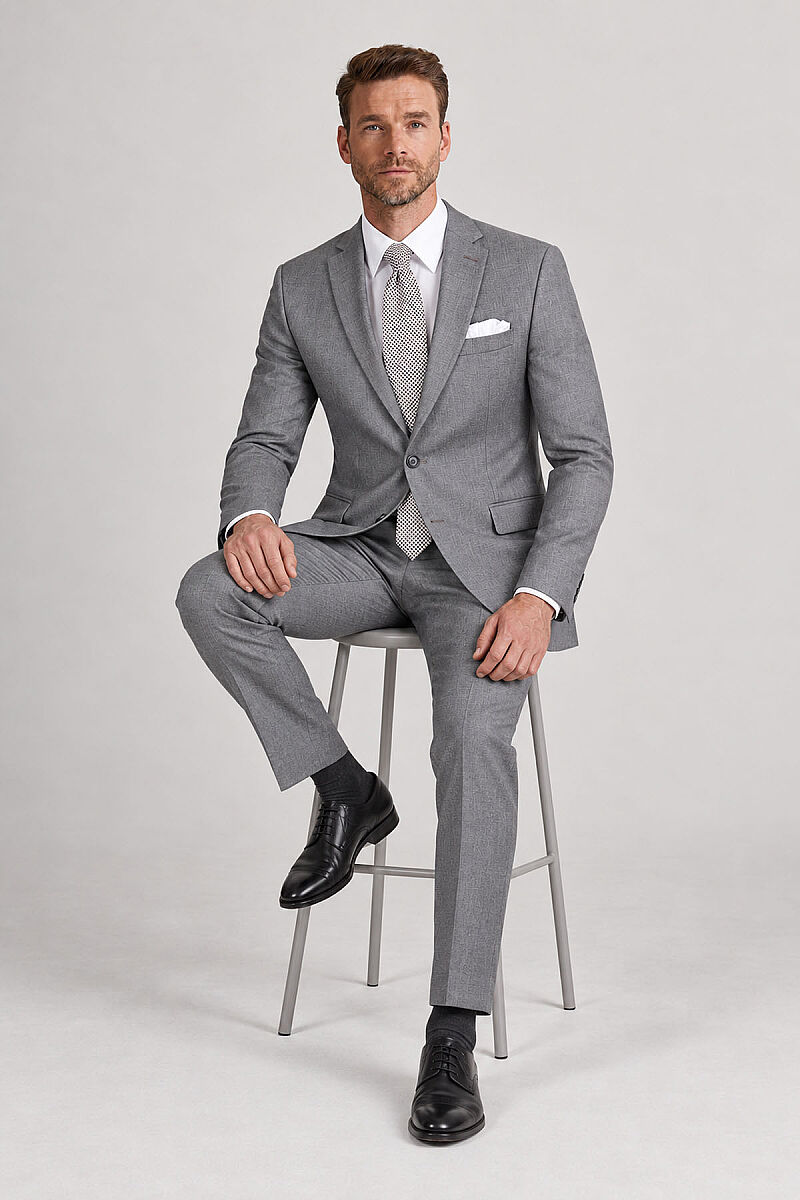 Erkek Gri Regular Fit Takım Elbise - 7