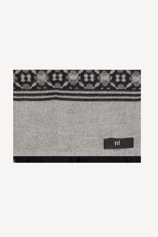 Erkek Gri Siyah Desenli Kaşkol - YSF