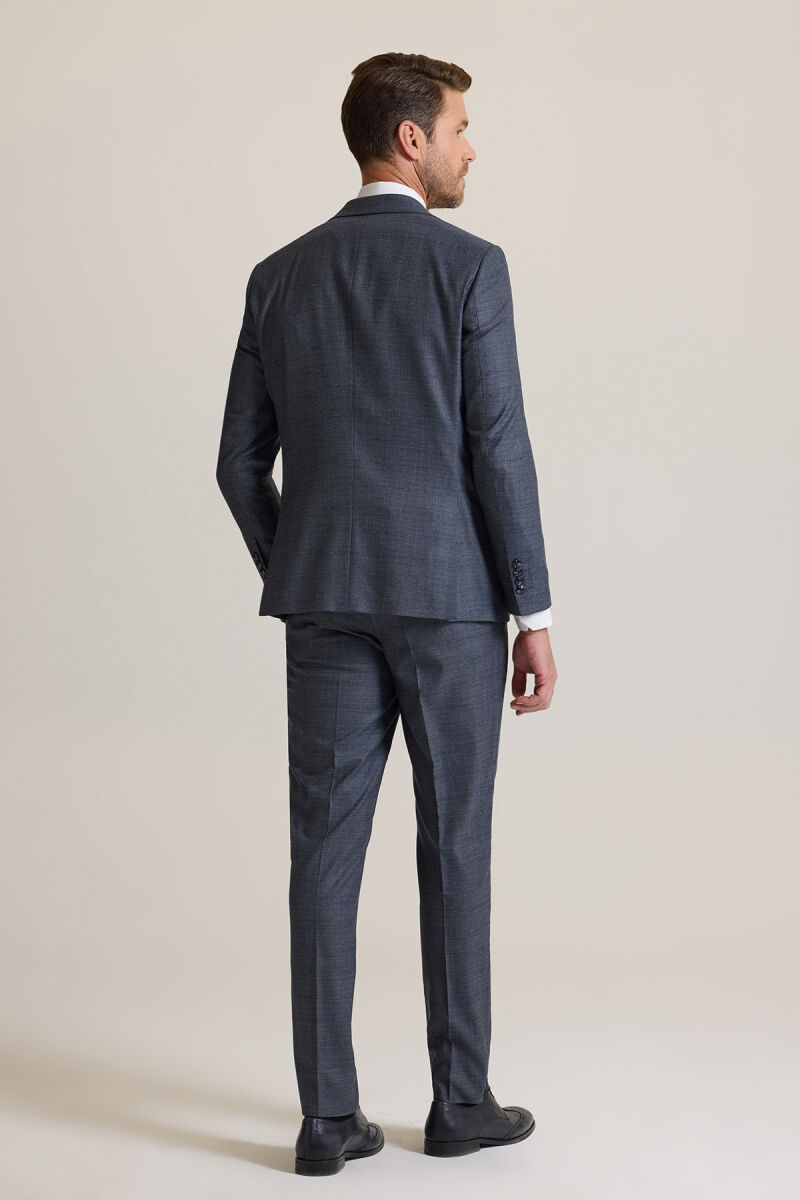 Erkek Gri Slim Fit Mono Yaka Takım Elbise - 8
