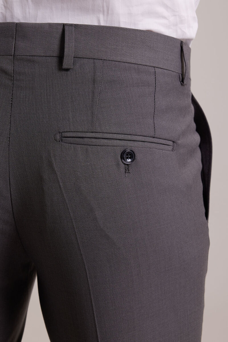 Erkek Gri Slim Fit Sivri Yaka Yelekli Takım Elbise - 7