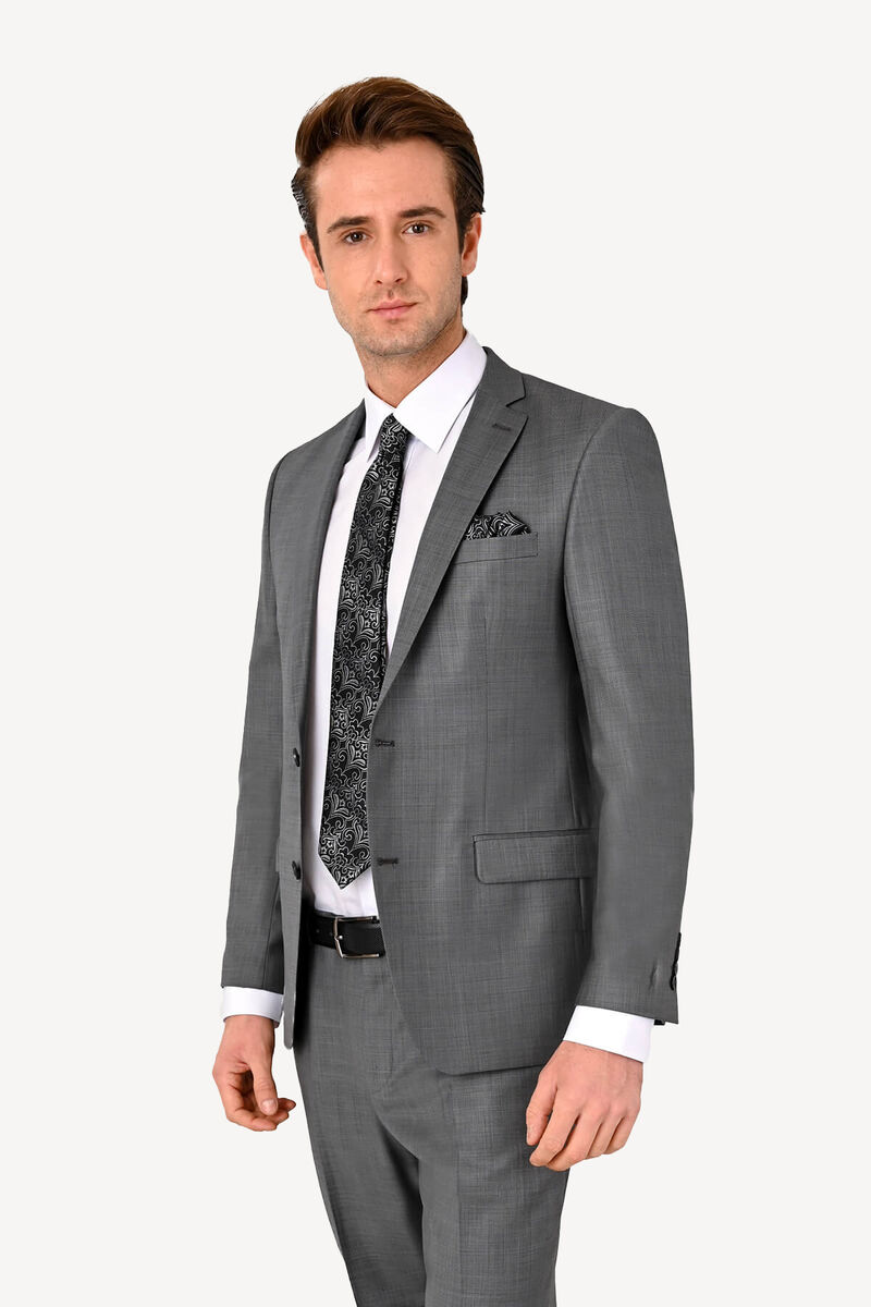 Erkek Gri Slim Fit Takım Elbise - 3