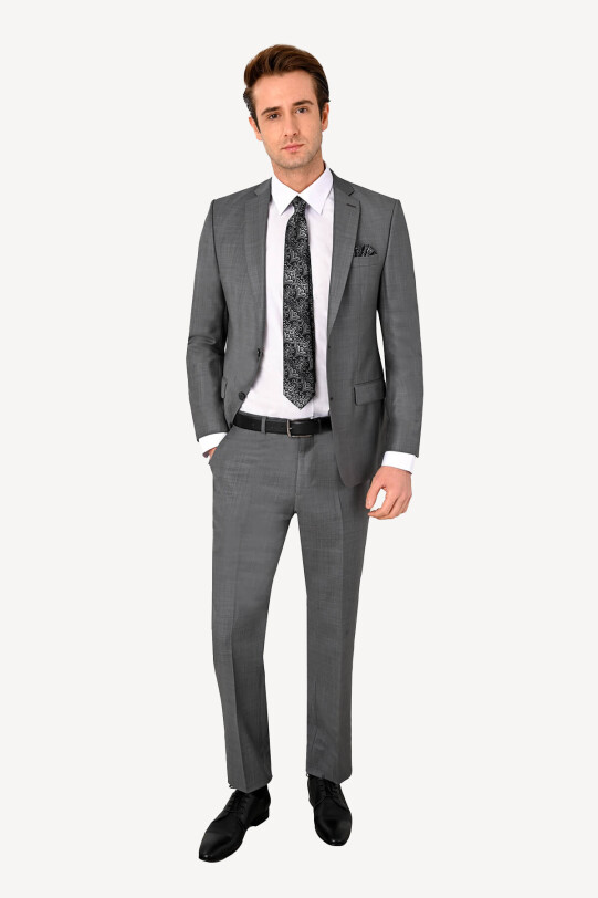Erkek Gri Slim Fit Takım Elbise