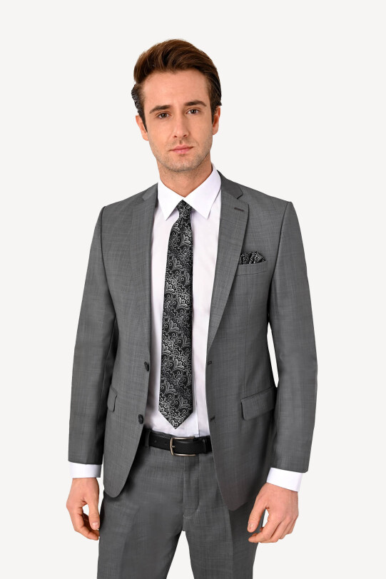 Erkek Gri Slim Fit Takım Elbise