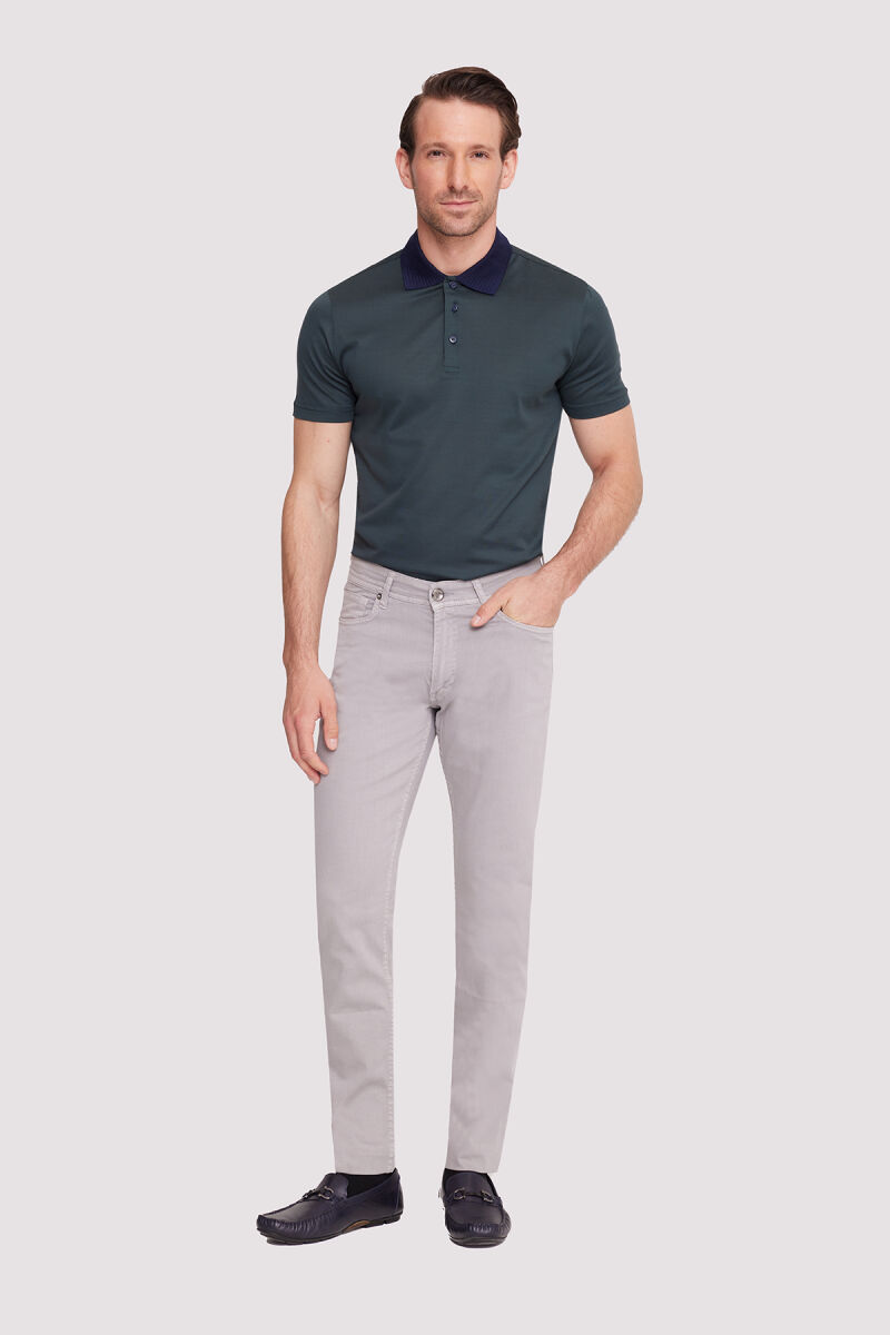 Erkek Gri Slim Fit Üst Cep Kanvas Pantolon - 1