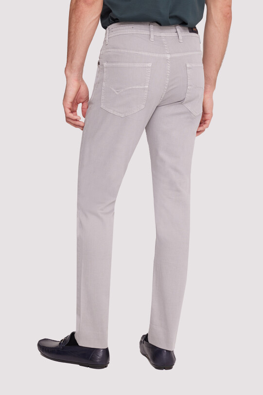 Erkek Gri Slim Fit Üst Cep Kanvas Pantolon