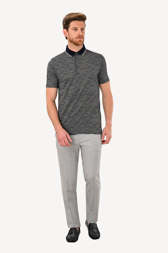 Erkek Gri T-Shirt Polo Yaka