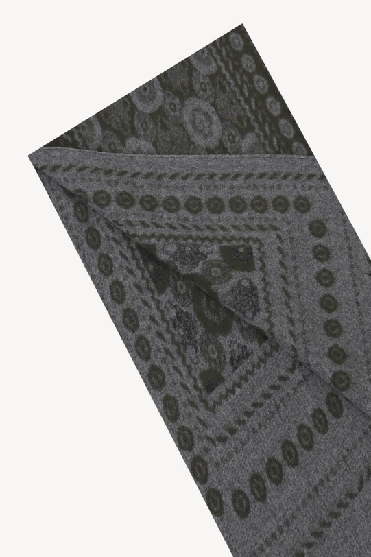 Erkek Gri Yeşil Desenli Kaşkol - YSF (1)