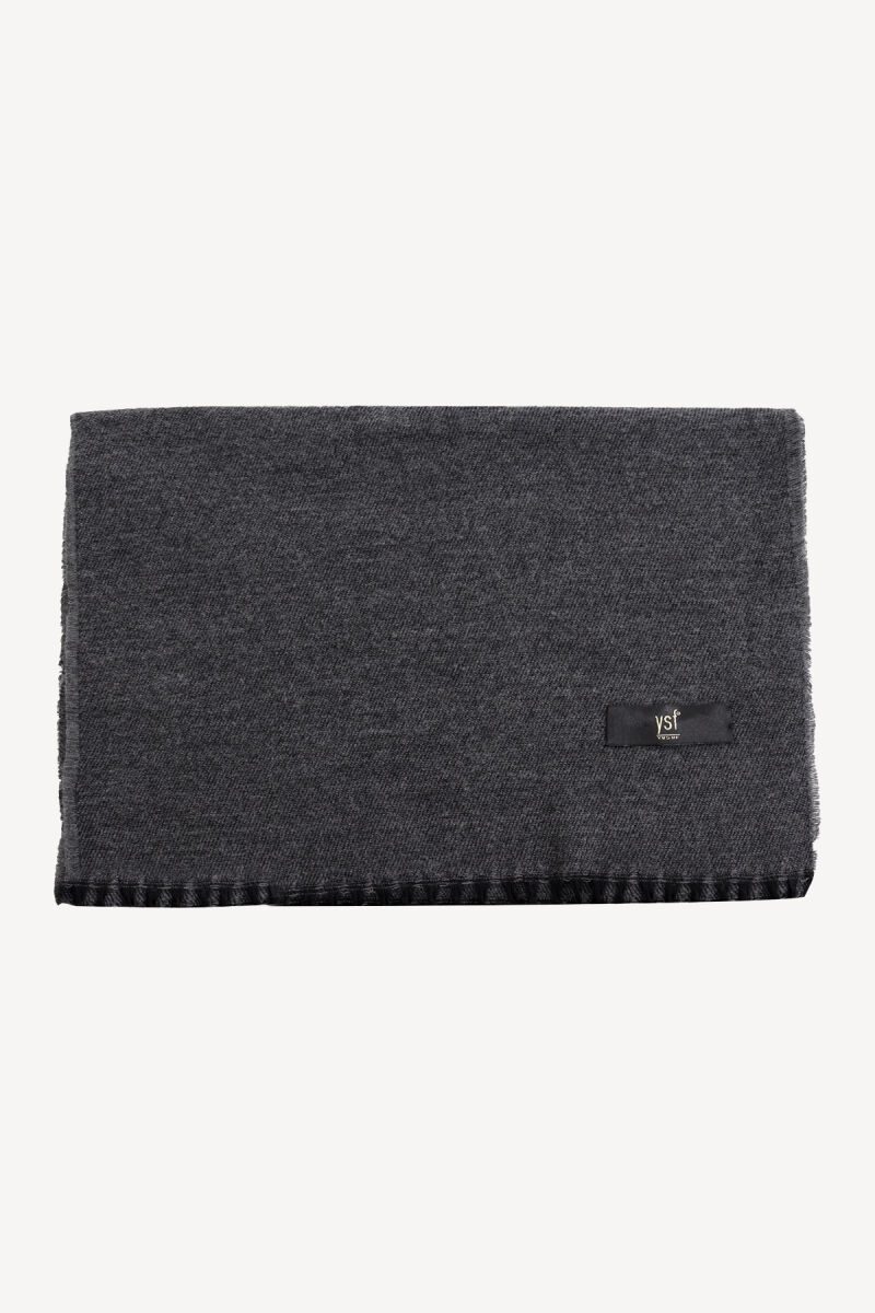 Erkek Gri Yünlü Düz Kaşkol - 1