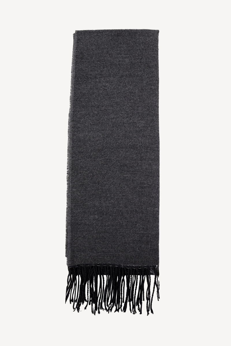 Erkek Gri Yünlü Düz Kaşkol - 3