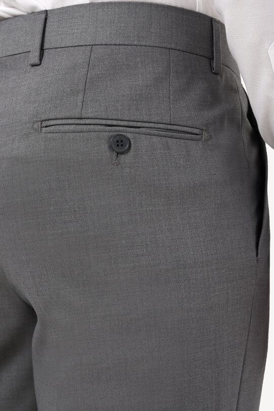 Erkek Gri Yünlü Klasik Kumaş Pantolon