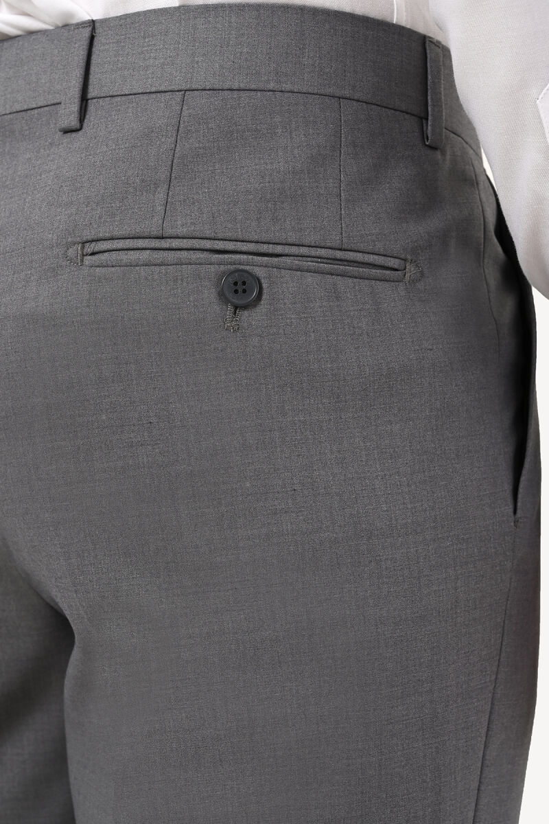 Erkek Gri Yünlü Klasik Kumaş Pantolon - 4