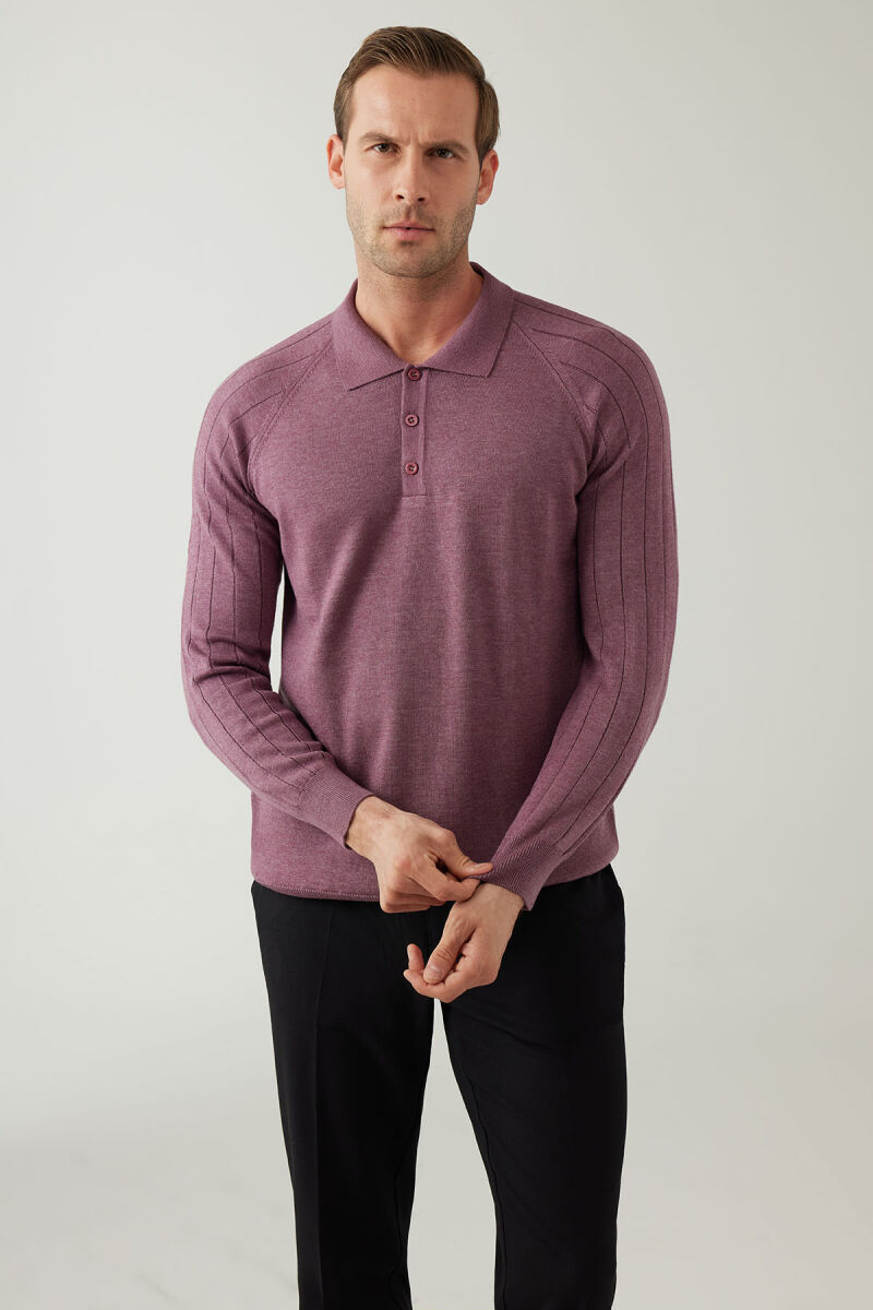 Erkek Gül Kurusu Pamuklu Polo Yaka Triko - 1